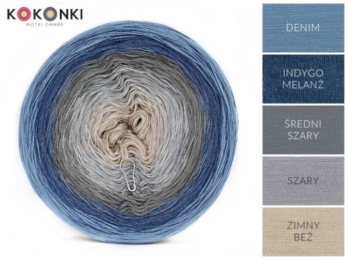 KOKONEK B012 Denim/indygo melanż/średni szary/szary/zimny beż