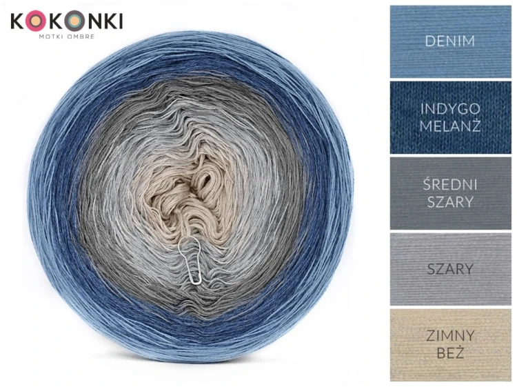 KOKONEK B012 Denim/indygo melanż/średni szary/szary/zimny beż