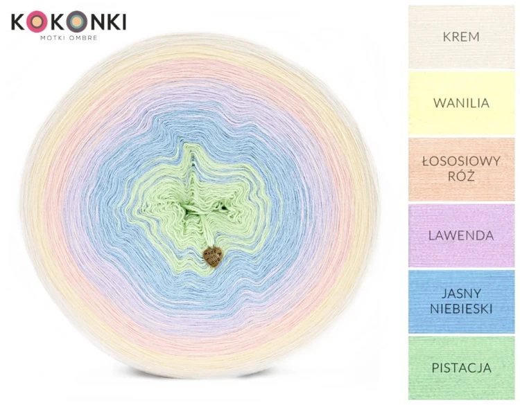 KOKONEK A993 Krem/wanilia/łososiowy róż/lawenda/jasny niebieski/pistacja