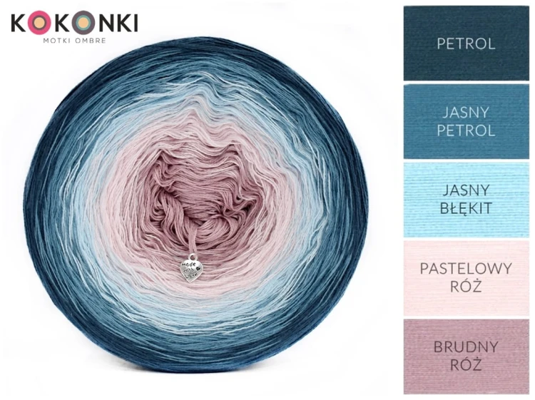 KOKONEK A997 Petrol/jasny petrol/jasny błękit/pastelowy róż/ brudny róż