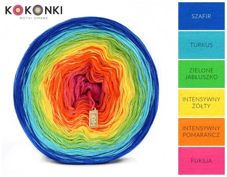 KOKONEK B014 Szafir/turkus/zielone jabłuszko/intensywny żółty/intensywny pomarańcz/fuksja