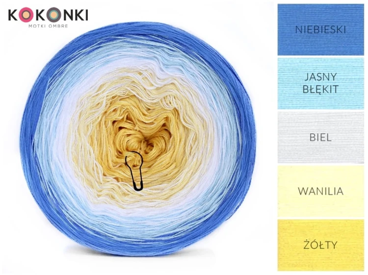 KOKONEK A669 Niebieski/jasny błękit/biel/wanilia/żółty