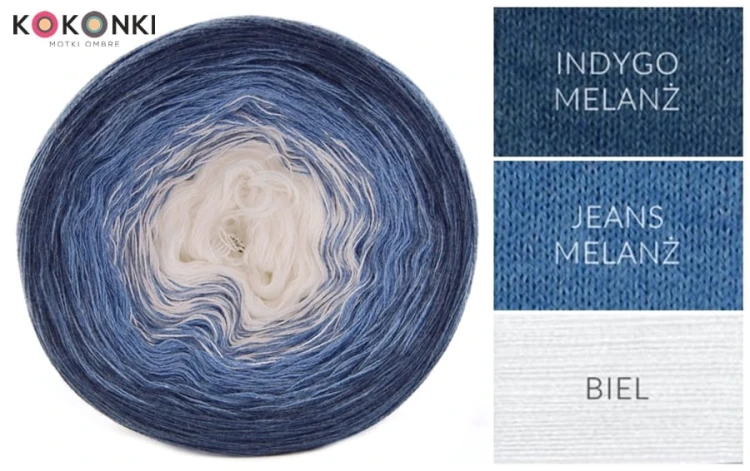 KOKONEK A441 Indygo melanż/jeans melanż/biel