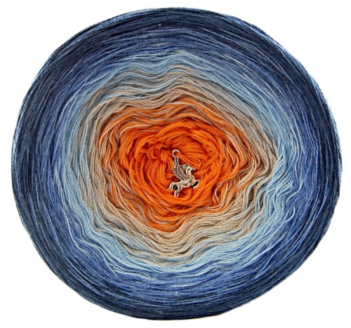 KOKONEK A442 Indygo melanż/jeans melanż/błękit/szarobeżowy/pomarańcz
