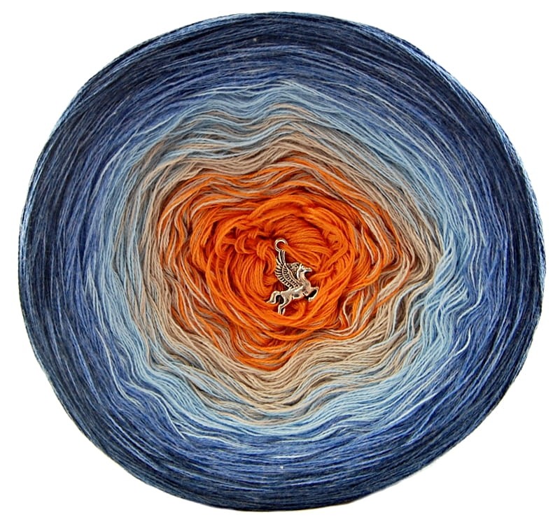 KOKONEK A442 Indygo melanż/jeans melanż/błękit/szarobeżowy/pomarańcz