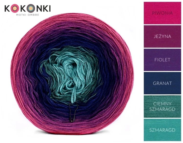 KOKONEK A175 Piwonia/jeżyna/fiolet/granat/ciemny szmaragd/szmaragd