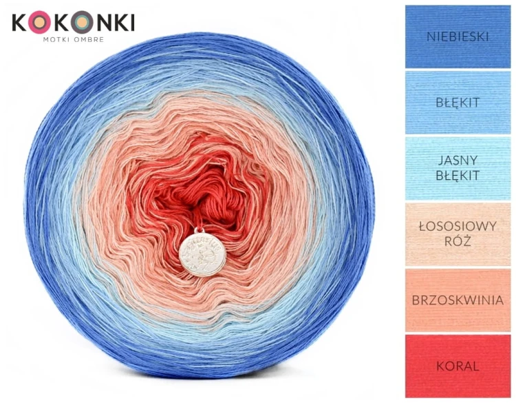 KOKONEK A750 Niebieski/błękit/jasny błękit/łososiowy róż/brzoskwinia/koral