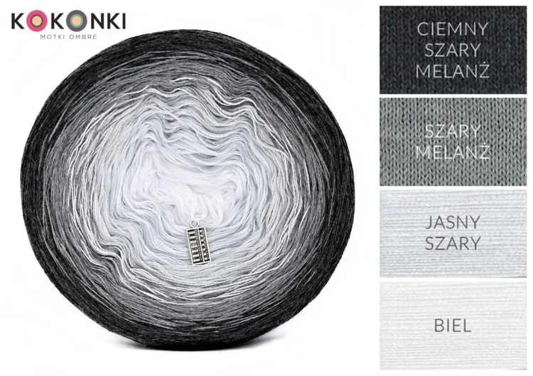 KOKONEK A526 Ciemny szary melanż/szary melanż/jasny szary/biel