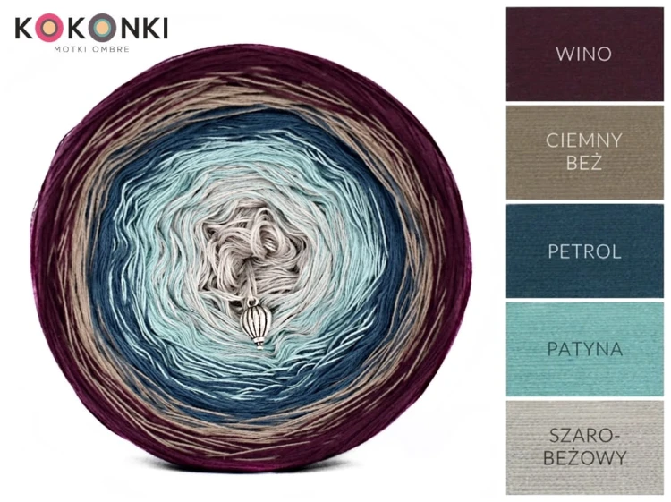 KOKONEK A233 Wino/ciemny beż/petrol/patyna/szarobeżowy