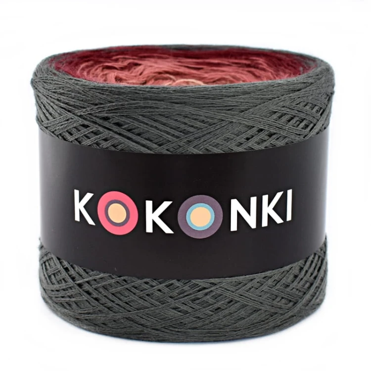 KOKONEK Merino 610 Ciemny szary/bordo/malwa/zgaszona morela