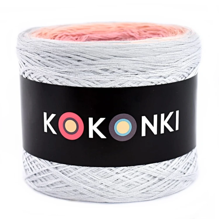 KOKONEK A455 Jasny szary/łososiowy róż/brzoskwinia/morela/brudny róż/szarobeżowy