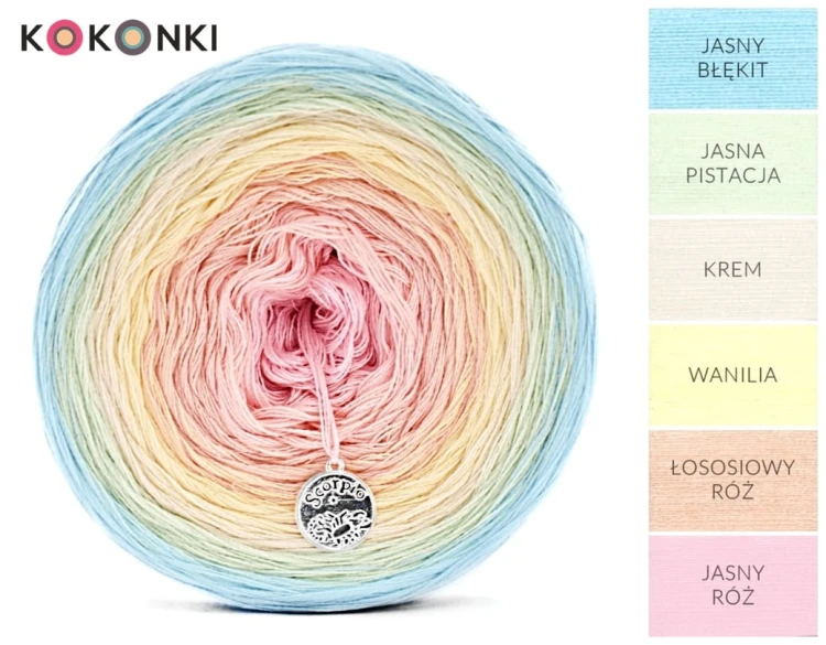 KOKONEK A002 Jasny błękit/jasna pistacja/krem/wanilia/łososiowy róż/jasny róż