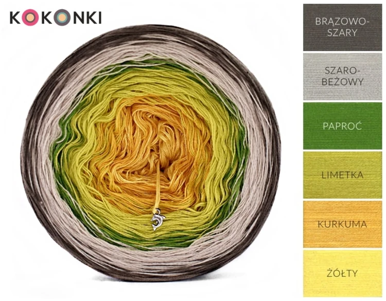 KOKONEK A011 Brązowoszary/szarobeżowy/paproć/limetka/kurkuma/żółty