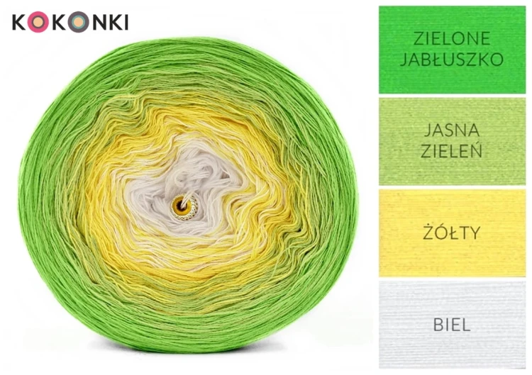 KOKONEK A953 Zielone jabłuszko/jasna zieleń/żółty/biel