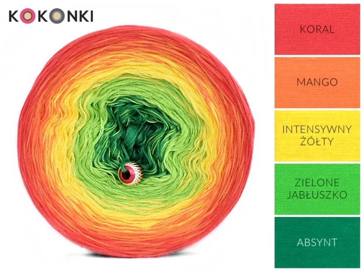 KOKONEK A508 Koral/mango/intensywny żółty/zielone jabłuszko/absynt