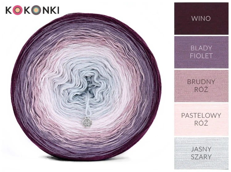 KOKONEK A945 Wino/blady fiolet/brudny róż/pastelowy róż/jasny szary