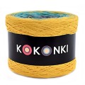 KOKONEK B019 Kurkuma/szmaragd/średni szary
