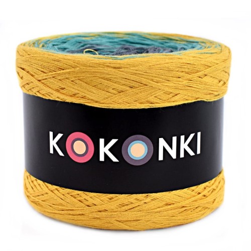 KOKONEK B019 Kurkuma/szmaragd/średni szary