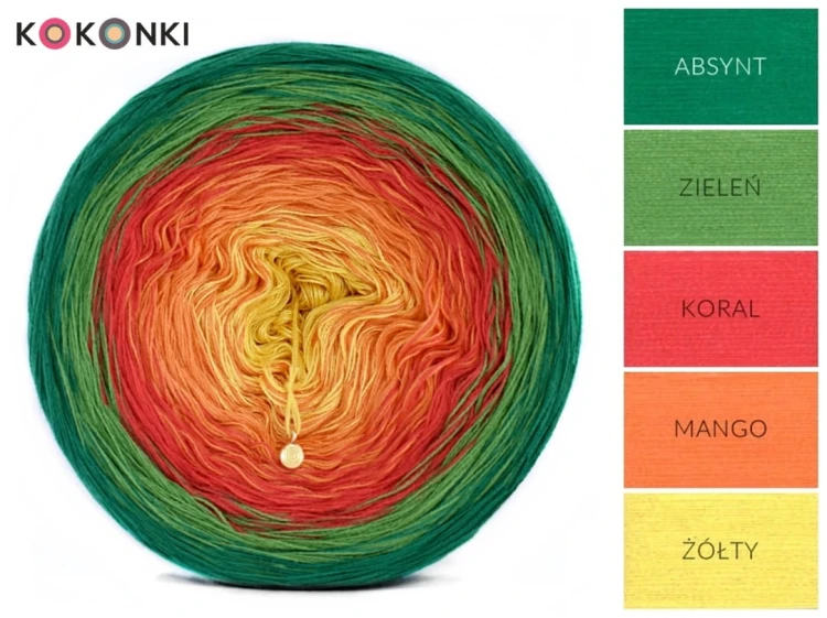 KOKONEK B022 Absynt/zieleń/koral/mango/żółty