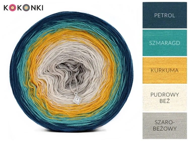 KOKONEK B024 Petrol/szmaragd/kurkuma/pudrowy beż/szarobeżowy