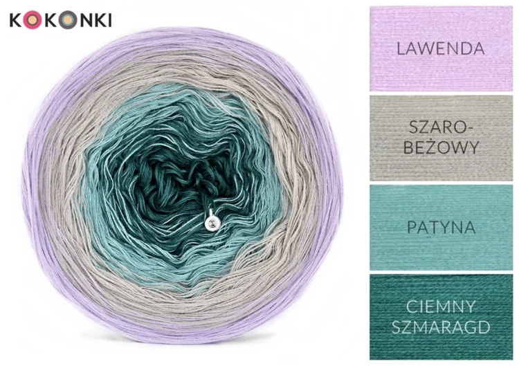 KOKONEK B026 Lawenda/szarobeżowy/patyna/ciemny szmaragd