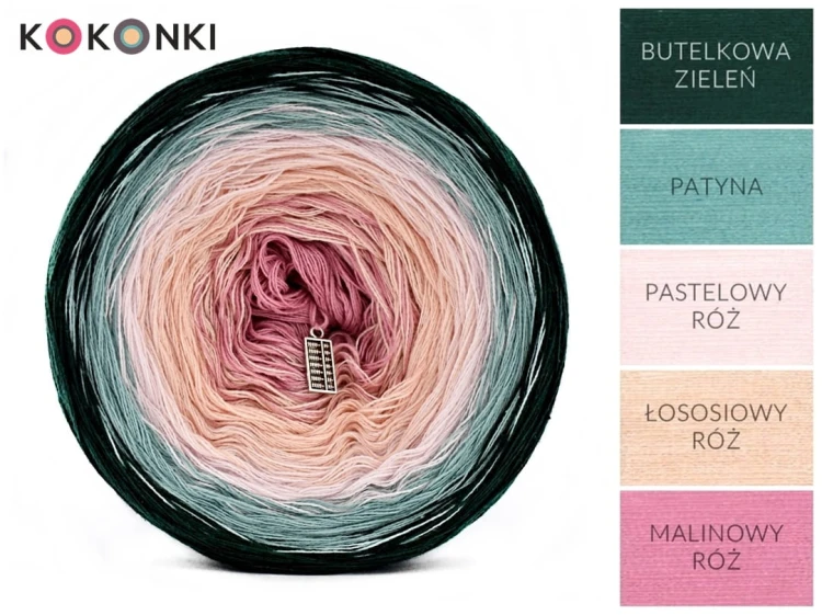 KOKONEK B030 Butelkowa zieleń/patyna/pastelowy róż/łososiowy róż/malinowy róż