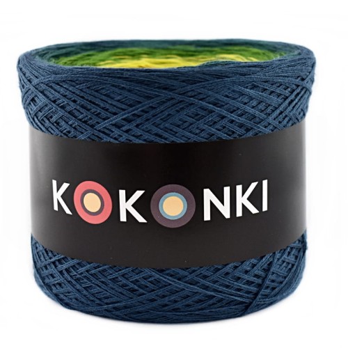 KOKONEK B034 Petrol/ciemny szmaragd/paproć/limetka/kurkuma/żółty