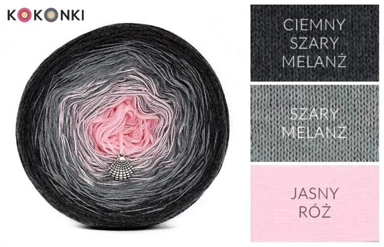 KOKONEK A192 Ciemny szary melanż/szary melanż/jasny róż