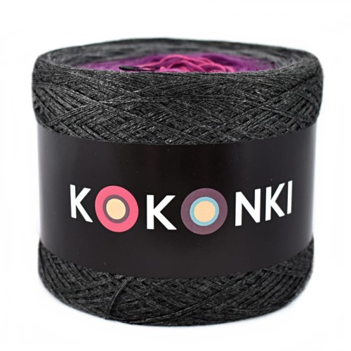KOKONEK A205 Ciemny szary melanż/średni szary melanż/jeżyna/fuksja