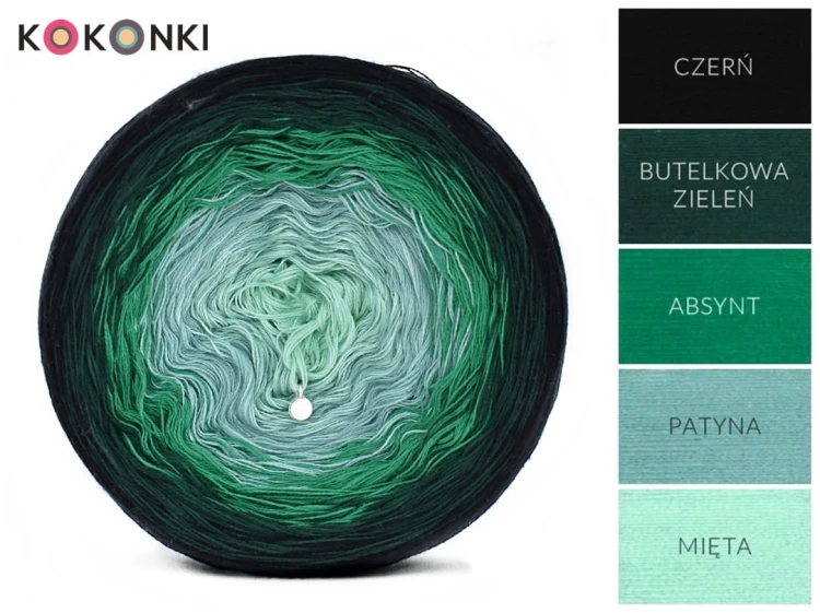 KOKONEK A284 Czerń/butelkowa zieleń/absynt/patyna/mięta