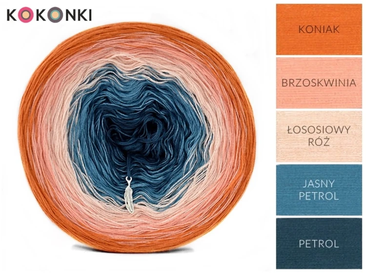 KOKONEK B039 Mój zachód - Koniak/brzoskwinia/łososiowy róż/jasny petrol/petrol