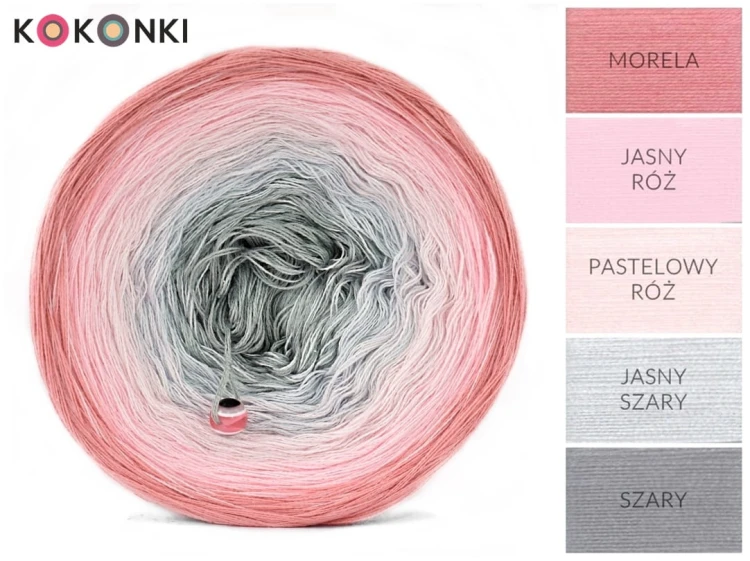 KOKONEK B041 Subtelny - Morela/jasny róż/pastelowy róż/jasny szary/szary