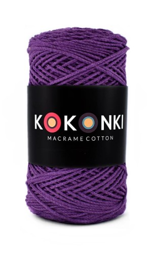 Sznurek Macrame Cotton by KOKONKI 2mm / rolka 200m / bakłażan (wiązany)