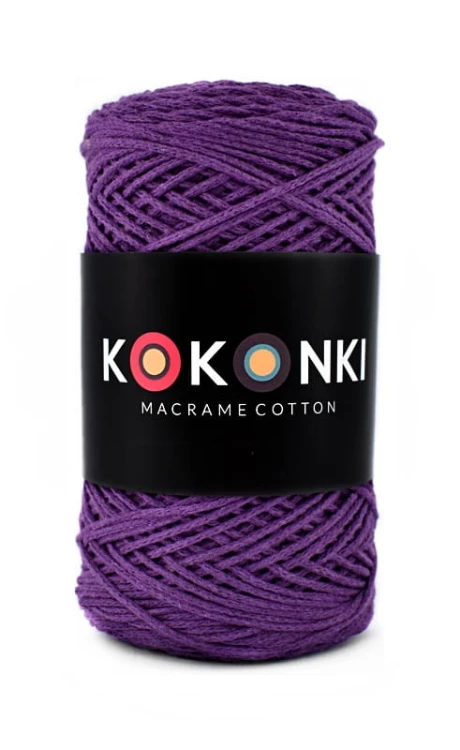 Sznurek Macrame Cotton by KOKONKI 2mm / rolka 200m / bakłażan (wiązany)