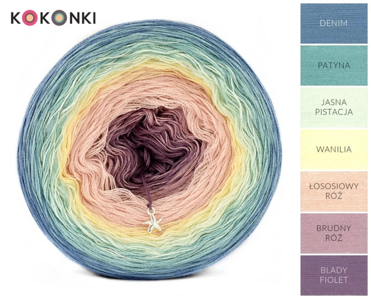 KOKONEK A180 Denim/patyna/jasna pistacja/wanilia/łososiowy róż/brudny róż/blady fiolet