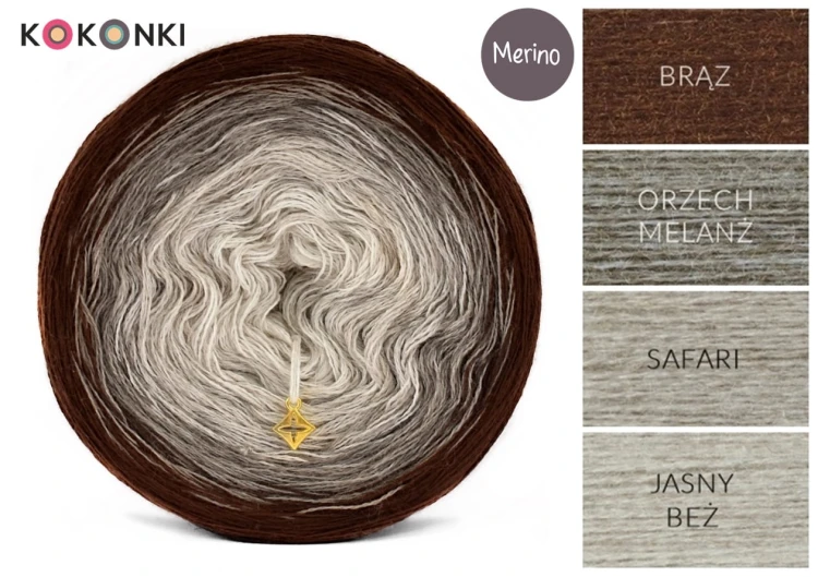 KOKONEK Merino 360 for Brown and Beige Melange Lovers - Brąz/orzech melanż/safari/jasny beż