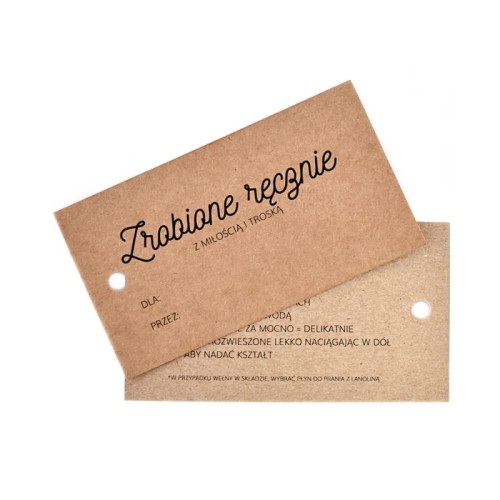 Zawieszka / Etykieta "Zrobione ręcznie" / instrukcja prania / 50x90 mm PL