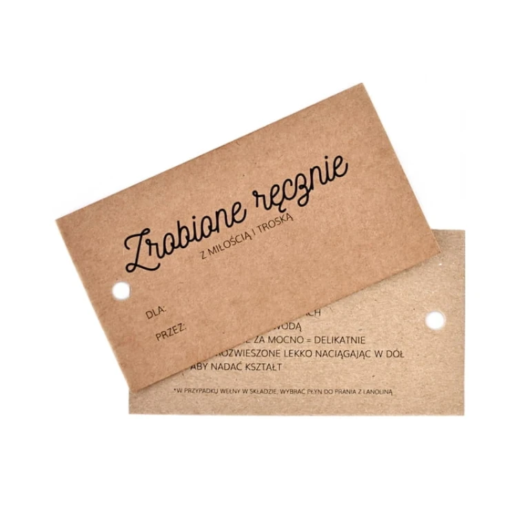 Zawieszka / Etykieta "Zrobione ręcznie" / instrukcja prania / 50x90 mm PL