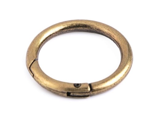 Karabińczyk okrągły / średnica 32 mm / stary mosiądz / 1 szt.