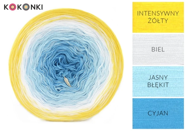 KOKONEK A195 Intensywny żółty/biel/jasny błękit/cyjan