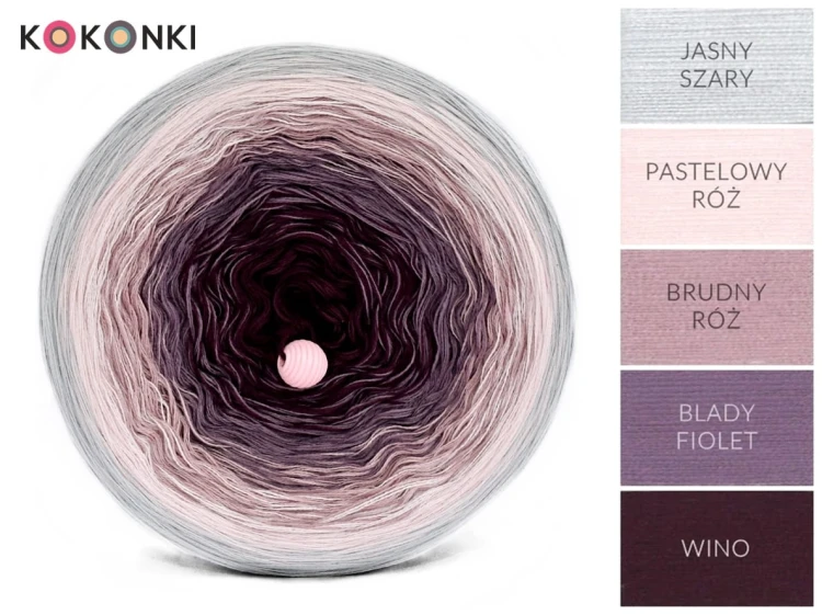 KOKONEK A150 Jasny szary/pastelowy róż/brudny róż/blady fiolet/wino