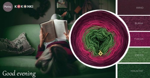 KOKONEK Merino 626 Good evening - Wino/burak/fuksja/zieleń/malachit