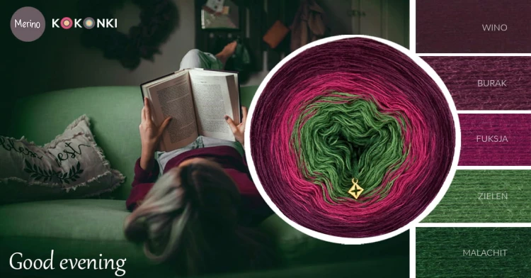 KOKONEK Merino 626 Good evening - Wino/burak/fuksja/zieleń/malachit