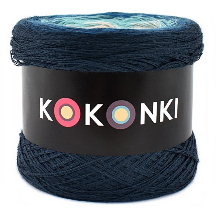 KOKONEK Merino 627 Retro mail - Navy/petrol II/patyna/nude/ciepły beż