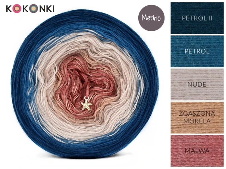 KOKONEK Merino 629 Coming home - Petrol II/petrol/nude/zgaszona morela/malwa