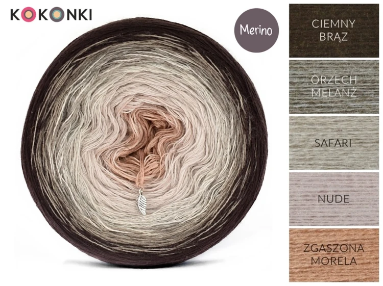 KOKONEK Merino 633 Mr Miau - Ciemny brąz/orzech melanż/safari/nude/zgaszona morela