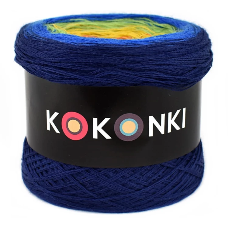 KOKONEK Merino 634 Last Drop - Granat/chaber/jasna zieleń/złoty/koniak