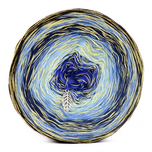 KOKONEK Rare Van Gogh R10 - Czekolada/jeans melanż/granat/niebieski/błękit/kobalt+żółta nić