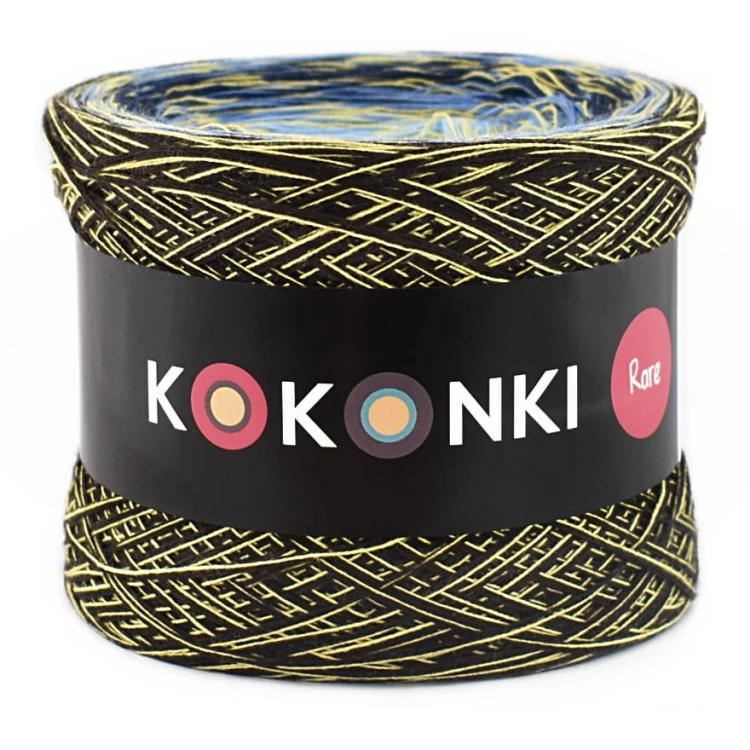 KOKONEK Rare Van Gogh R10 - Czekolada/jeans melanż/granat/niebieski/błękit/kobalt+żółta nić
