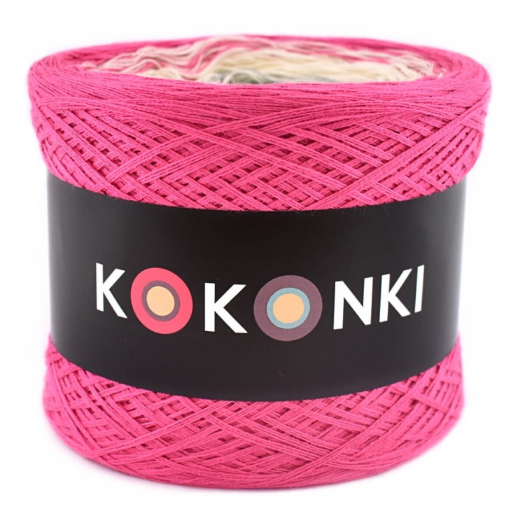 KOKONEK A373 Fuksja/krem/szary